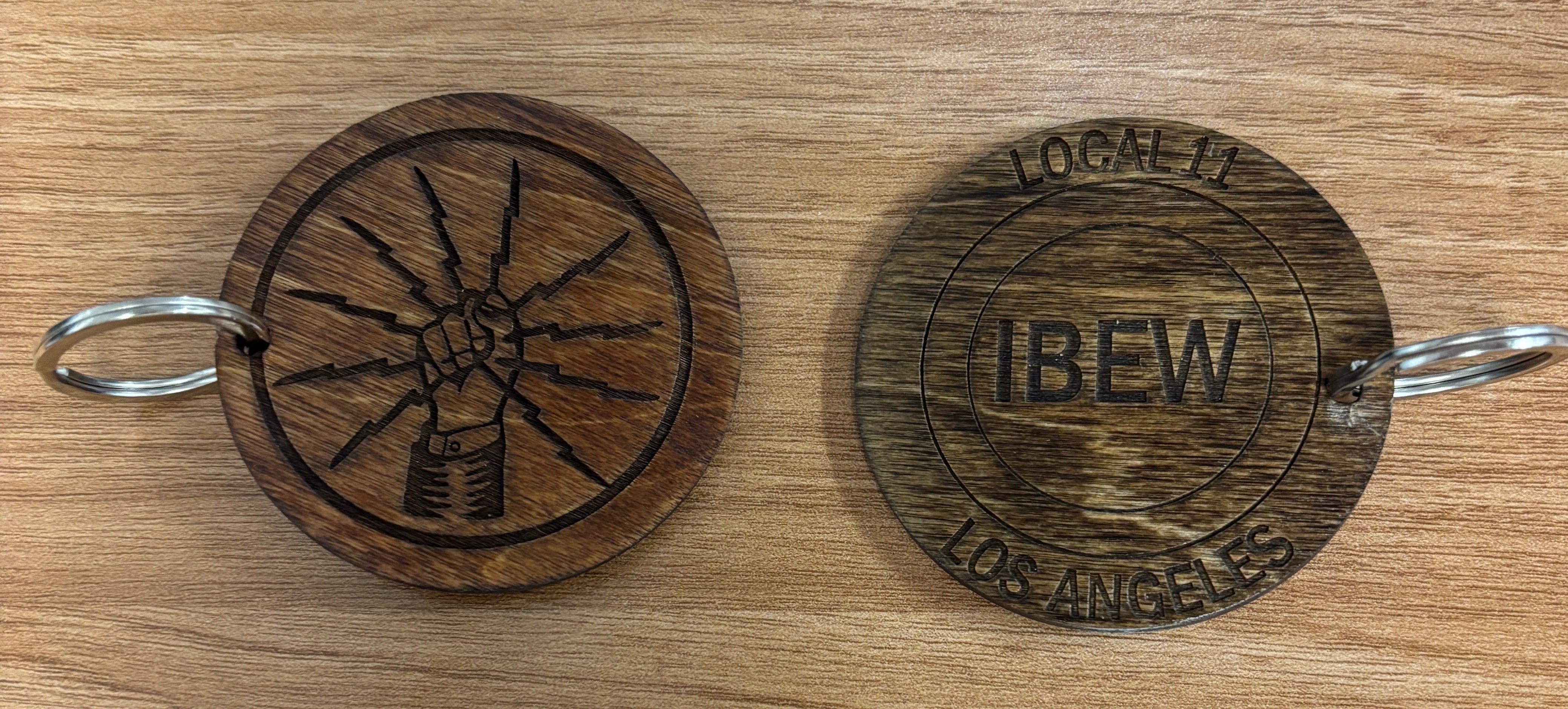 Wood Engraved Keychain – Electricians Welfare Committee,Unit 3